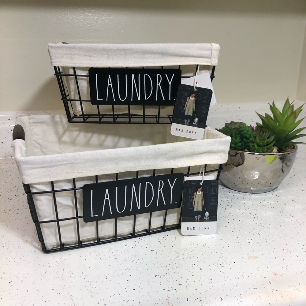 Rae Dunn “Laundry” Basket Set